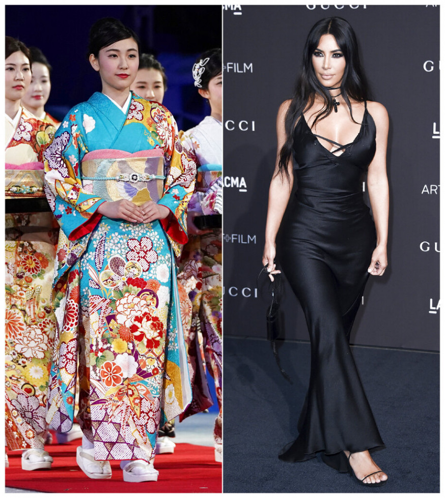 Kim Kardashian將塑身內衣品牌取名Kimono(和服),觸怒日本網民。AP