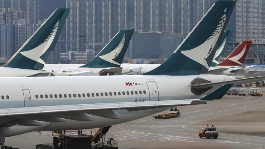 國泰航空8月份載客按年跌11.3%。AP圖片