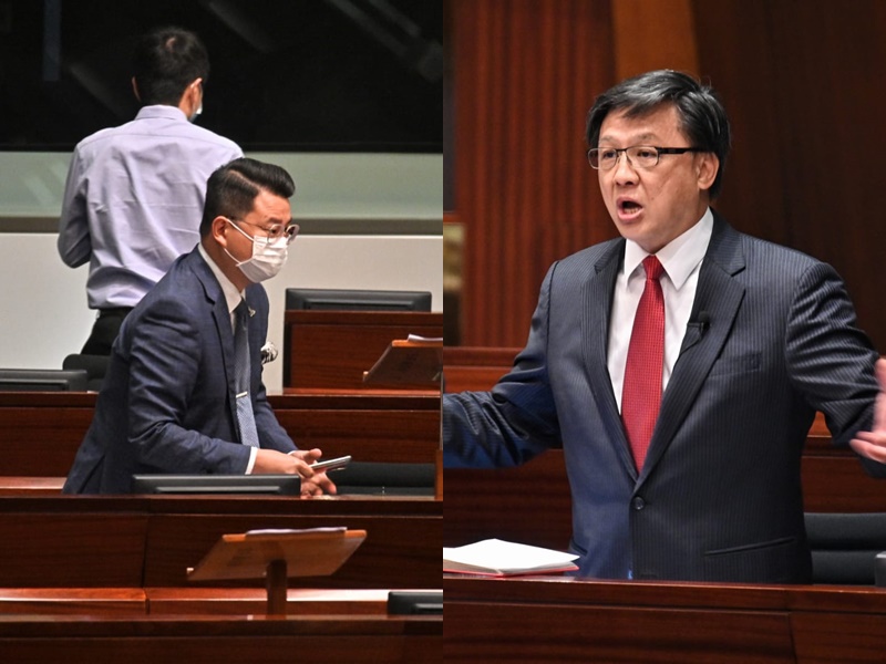 何君堯(右)批評泛民議員,惹尹兆堅(左)不滿。