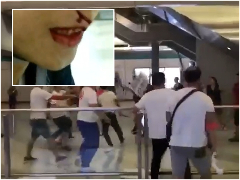 白衣人元朗站大堂向市民施襲。網民Elmo Lau