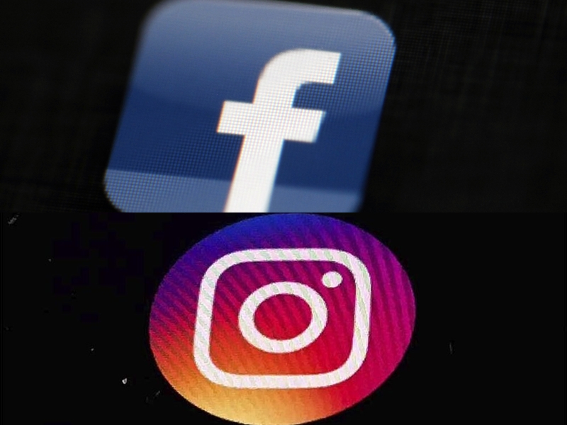 Facebook及Instagram置頂發通知,提醒用戶戴口罩。 AP資料圖片