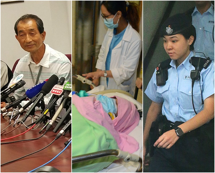 左起,譚先生、中槍事主周先生、開槍女警。