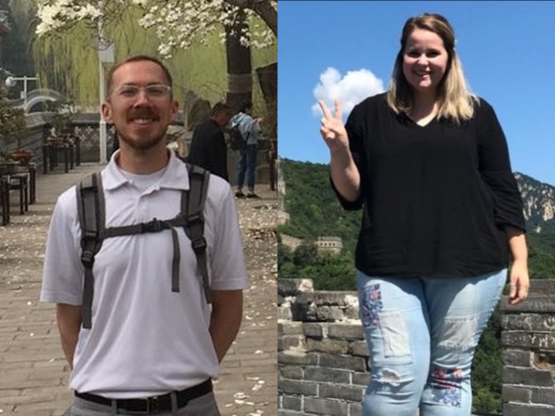 被捕的兩名美國公民,Jacob Harlan(左)及Alyssa Petersen(右)。網圖