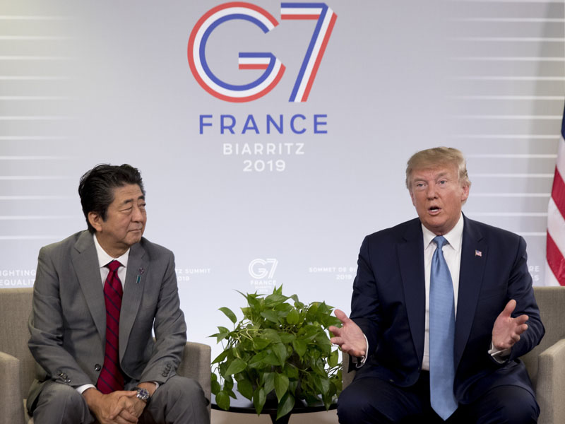 美國總統特朗普與日本首相安倍晉三,當地周日於法國出席二十國集團峰會期間會談,雙方就協議框架取得共識。AP