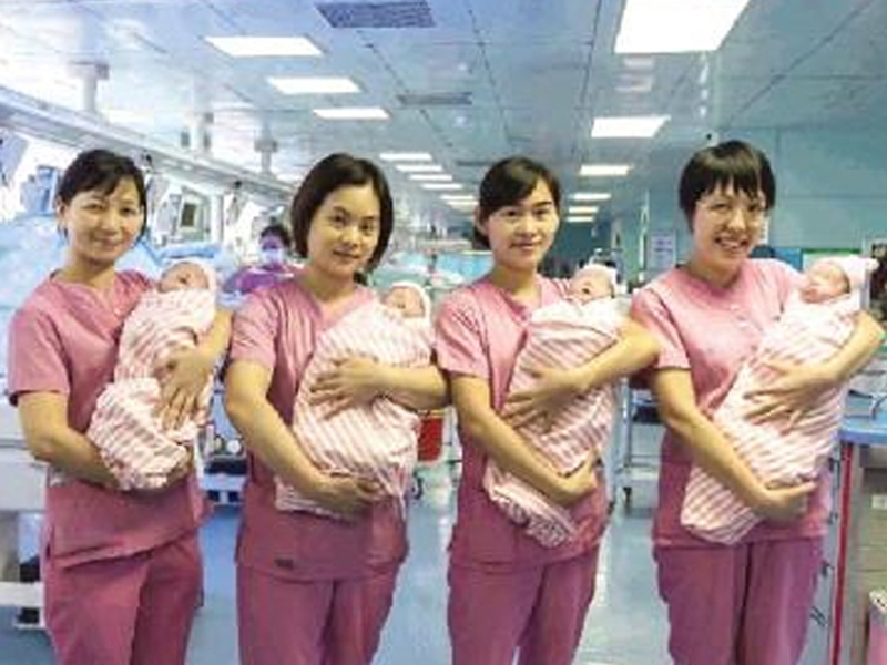 深圳媽媽誕下2男2女,院方稱四胞胎出生率百萬分之一。(網圖)