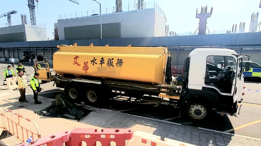 航天城路一個地盤發生工業意外,一名女工死亡。 林思明攝