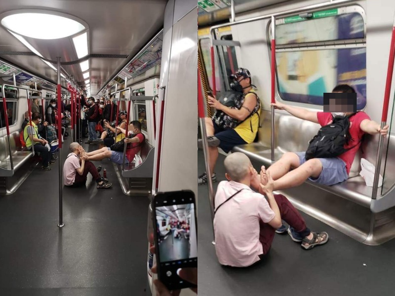 中年男子被捉住雙腳無法走避。「Tai Po 大埔」Facebook