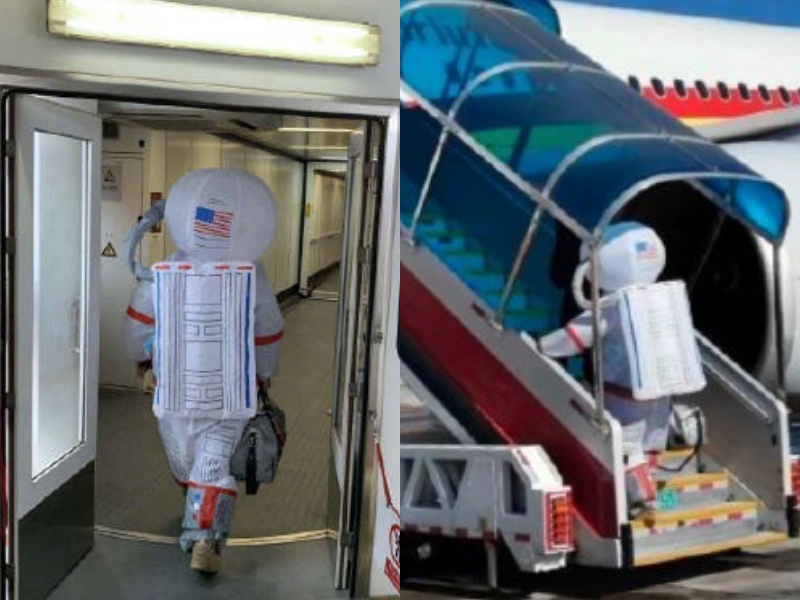 太空服男子登機。網圖