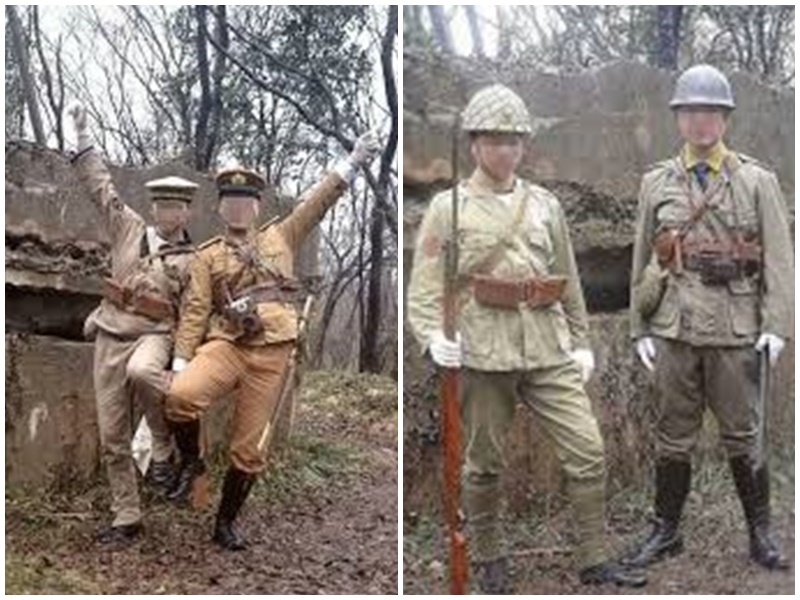 曾有男子穿日軍服在南京紫金拍照亦遭批評。網圖